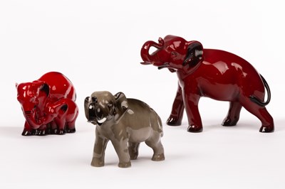 Lot 713 - Royal Doulton/A flambe glaze group, Elephant...