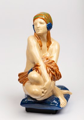 Lot 719 - Ashstead Pottery/'Corn Girl', a glazed pottery...