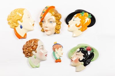 Lot 722 - A group of Czechoslovakian wall masks, ladies'...