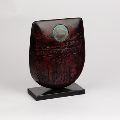 Lot 753 - Peter Hayes (born 1946), a red raku bow form...