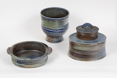 Lot 825 - Jane Hamlyn (born 1940) three salt glazed...