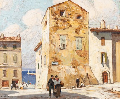 Lot 930 - Gustave Vidal (1895-1966)/St Tropez/oil on...