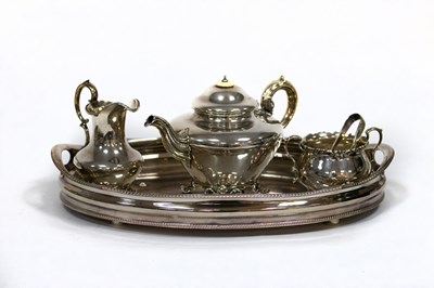 Lot 12 - A matched three-piece silver tea set,...