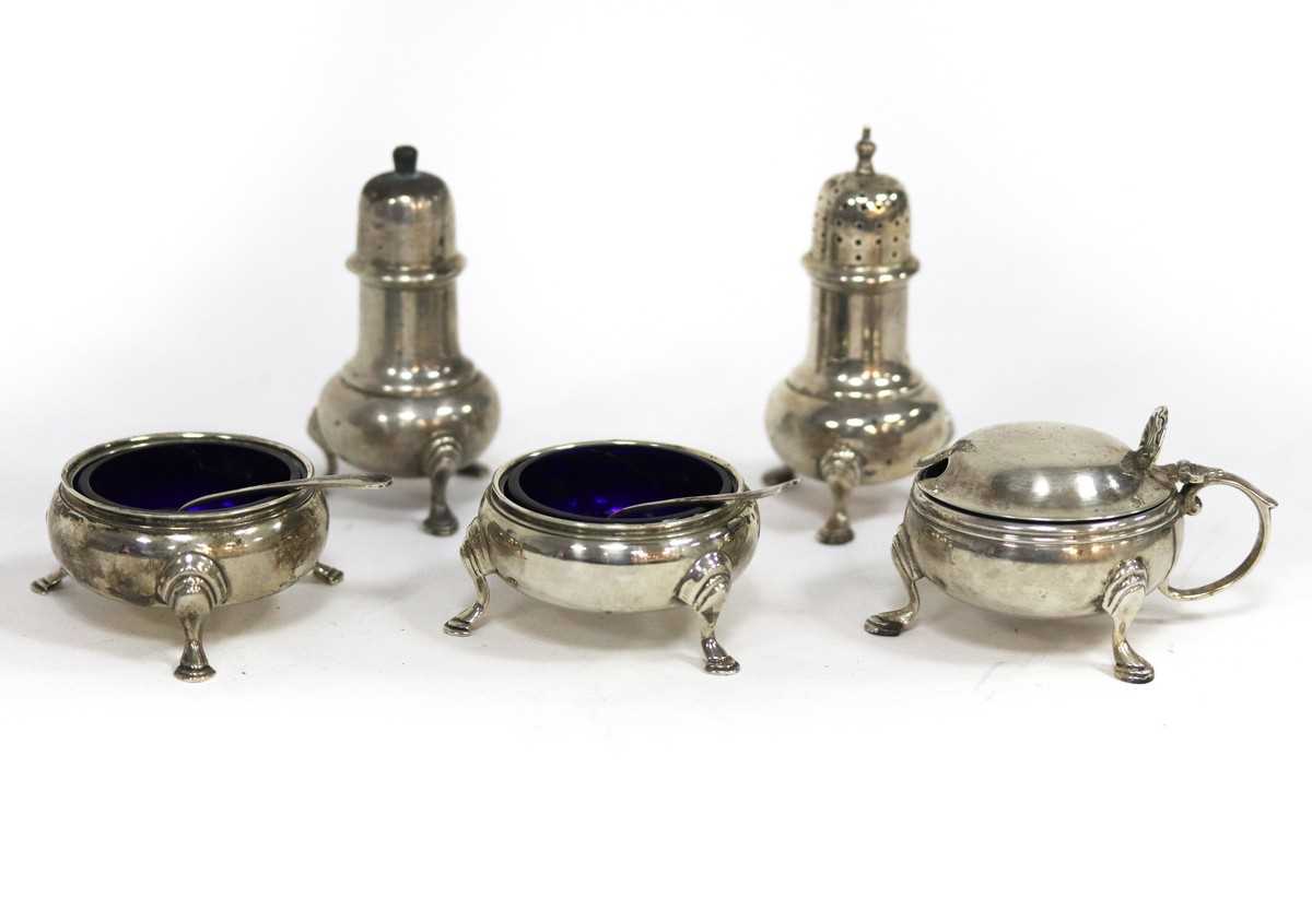 Lot 29 - A matched silver cruet set comprising two...