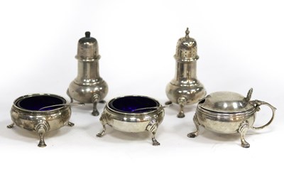 Lot 29 - A matched silver cruet set comprising two...