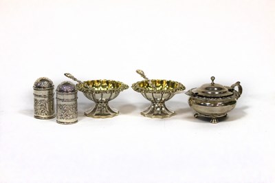Lot 53 - A pair of George IV silver salts, Emes &...