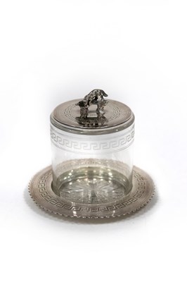Lot 78 - A Victorian biscuit jar with silver cover and...