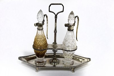 Lot 79 - A silver mounted oil and vinegar set, Haseler...