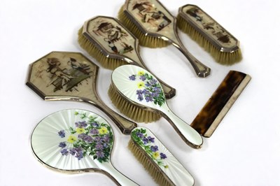 Lot 80 - A silver and mother-of-pearl backed dressing...