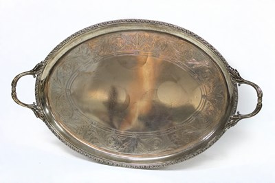 Lot 86 - An oval silver tray, Elkington & Co.,...