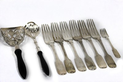 Lot 97 - A set of six provincial silver fiddle pattern...