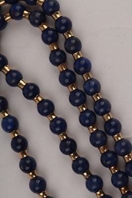 Lot 183 - A lapis bead necklace, the circular beads with...