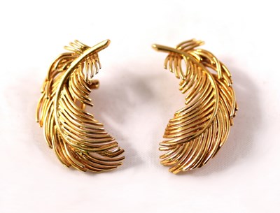 Lot 203 - A pair of Italian 18ct yellow gold ear clips...