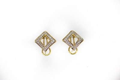 Lot 207 - A pair of diamond and 18ct gold earrings of...