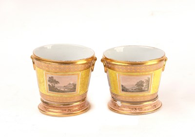 Lot 270 - A pair of English porcelain cache pots, circa...