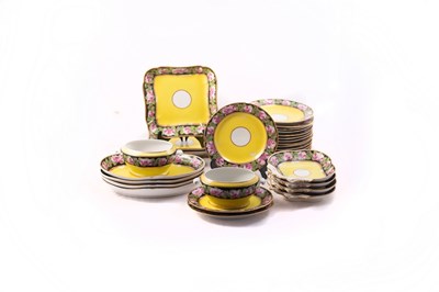 Lot 290 - A Coalport yellow ground part dessert service,...