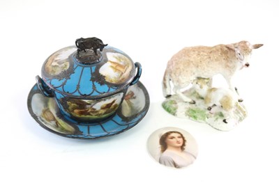 Lot 322 - A Sèvres style butter dish, cover and stand...