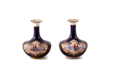 Lot 331 - A pair of Royal Crown Derby vases decorated...