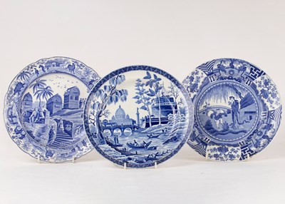 Lot 339 - Three Spode blue and white plates,...