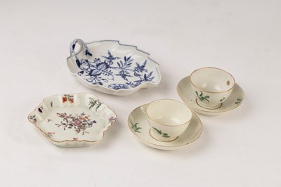 Lot 348 - Two English porcelain tea bowls and saucers,...