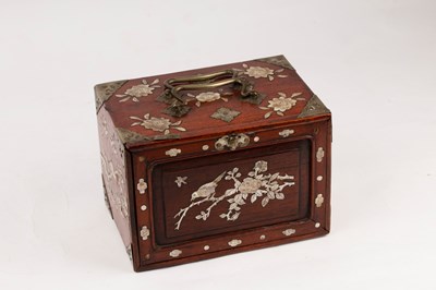 Lot 364 - A Chinese mother-of-pearl inlaid cased mahjong...