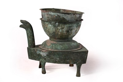 Lot 371 - A Han dynasty bronze stove, in five pieces,...