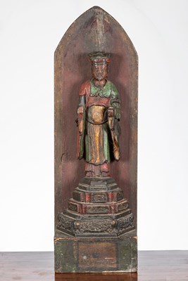 Lot 375 - A Chinese carved and painted figure of a...