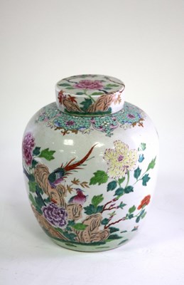 Lot 400 - A Chinese famille rose ginger jar and cover,...