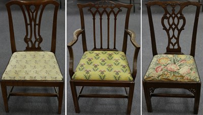 Lot 509 - Three 19th Century mahogany dining chairs,...