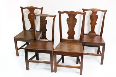 Lot 532 - Four fruitwood and elm splat back single...