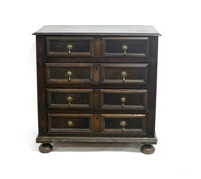 Lot 536 - An 18th Century oak chest with rectangular top,...