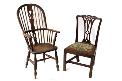 Lot 540 - A mahogany splat back chair and a stick back...