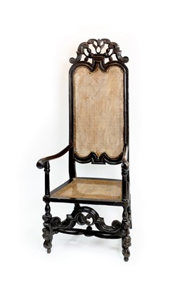 Lot 547 - A William and Mary ebonised beech high cane...