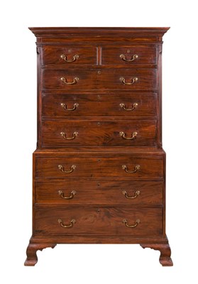 Lot 549 - A George III mahogany chest on chest, circa...