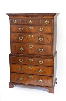 Lot 569 - A George II walnut chest on chest the moulded...