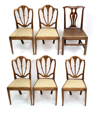 Lot 580 - A set of five 19th Century elm shield back...