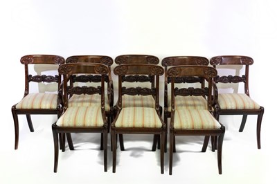 Lot 589 - A set of eight Regency bar back dining chairs,...