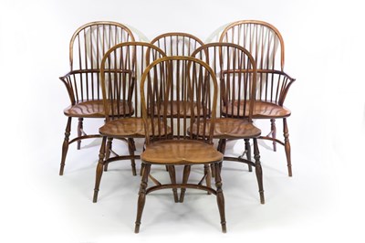 Lot 594 - A set of six Windsor type stick back chairs...