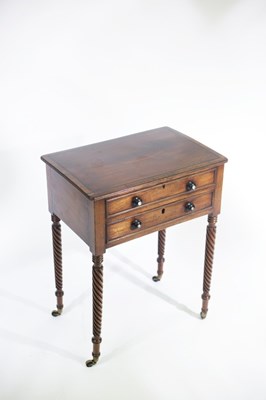 Lot 640 - A Regency mahogany work table, the hinged...