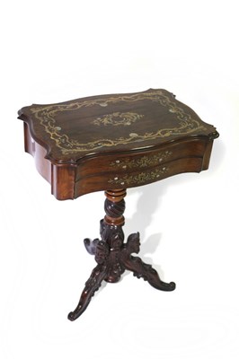 Lot 644 - A 19th Century rosewood and brass inlaid work...