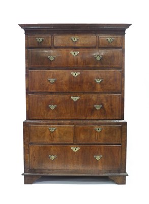 Lot 650 - An 18th Century walnut chest on chest inlaid...