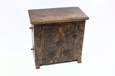 Lot 682 - A Spanish walnut cupboard with decorative...