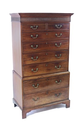 Lot 693 - A George III mahogany chest on chest fitted...