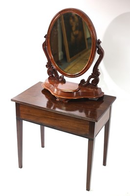 Lot 696 - A mahogany table with hinged lid, 76cm wide...