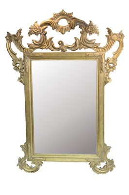 Lot 702 - A gilt framed overmantel mirror with pierced...