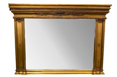 Lot 703 - A gilt framed overmantel mirror, the moulded...