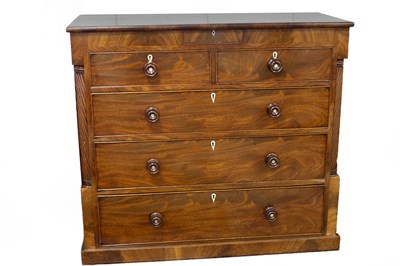 Lot 721 - A 19th Century mahogany chest of drawers with...