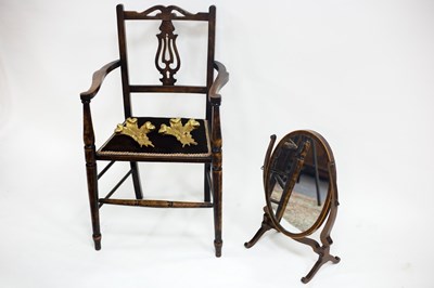 Lot 722 - An Edwardian armchair, a dressing table mirror...