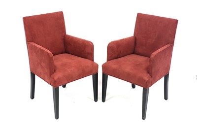 Lot 738 - A pair of modern armchairs upholstered in...