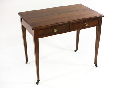 Lot 740 - A walnut side table fitted two drawers, on...